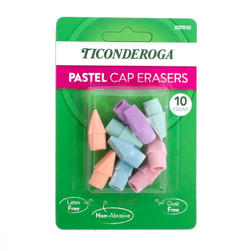 Erasers & Correction, Art & School, Ticonderoga, Cap, 10 count, Pastel, 836293